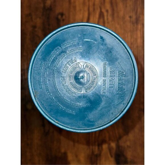 Aladdin Plaid Thermos 1 Pint Blue Vintage With Cup And Stopper - Picture 9 of 9